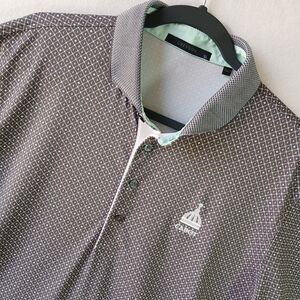 Greyson Polo Men XL White Gray Geometric Short Sleeve Golf Performance CABOT 853